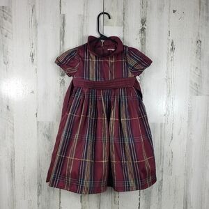 3/$15 twinkle toddler girls plaid maroon dress size 4 years